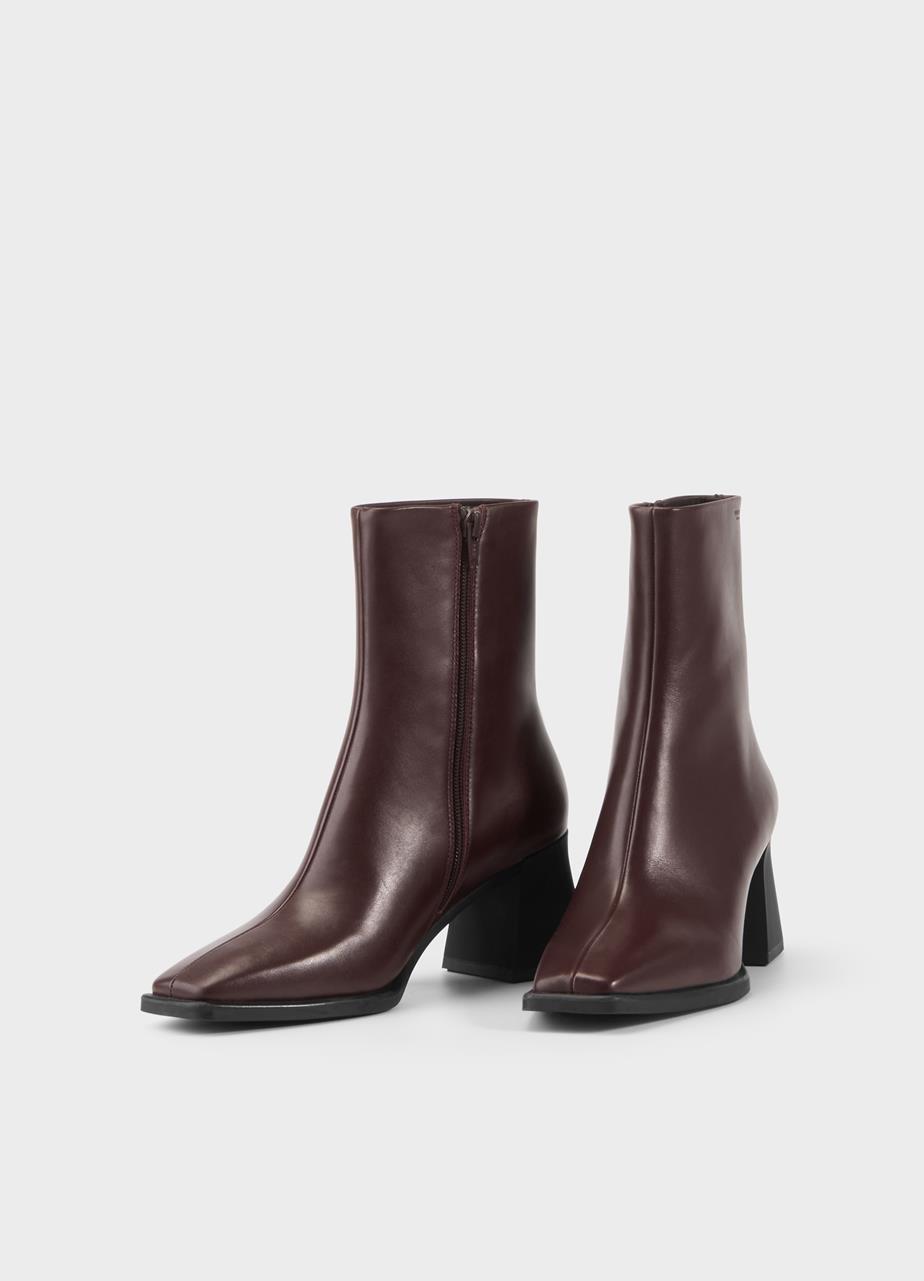 Hedda ankle boots Dark Red, Leather