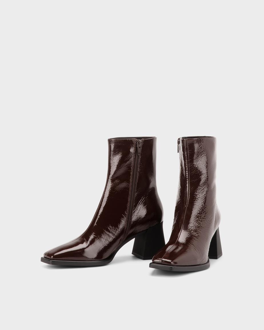 Hedda ankle boots Dark Brown, Patent Leather