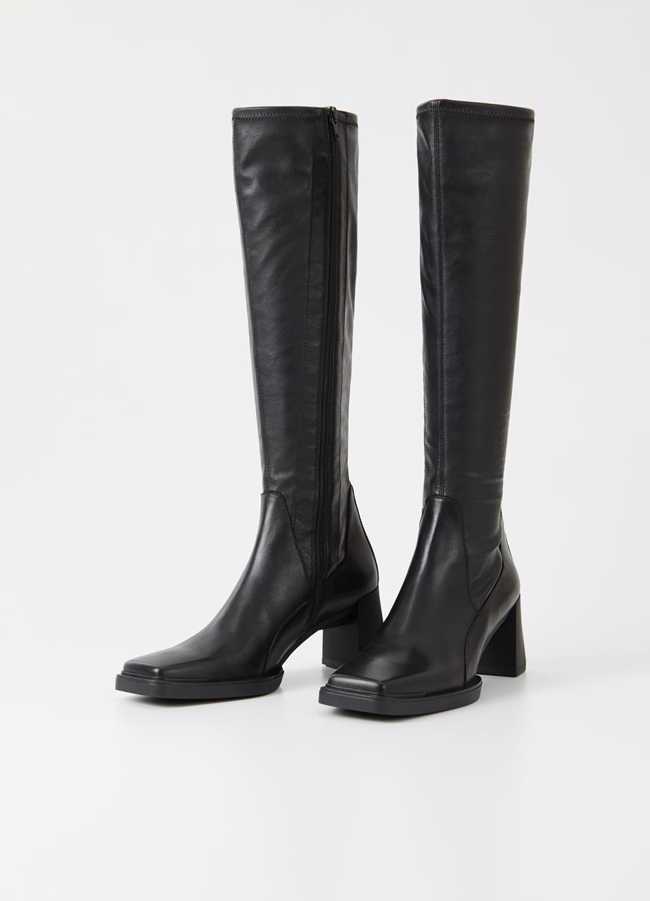 Edwina tall boots Black leather/synthetic stretch
