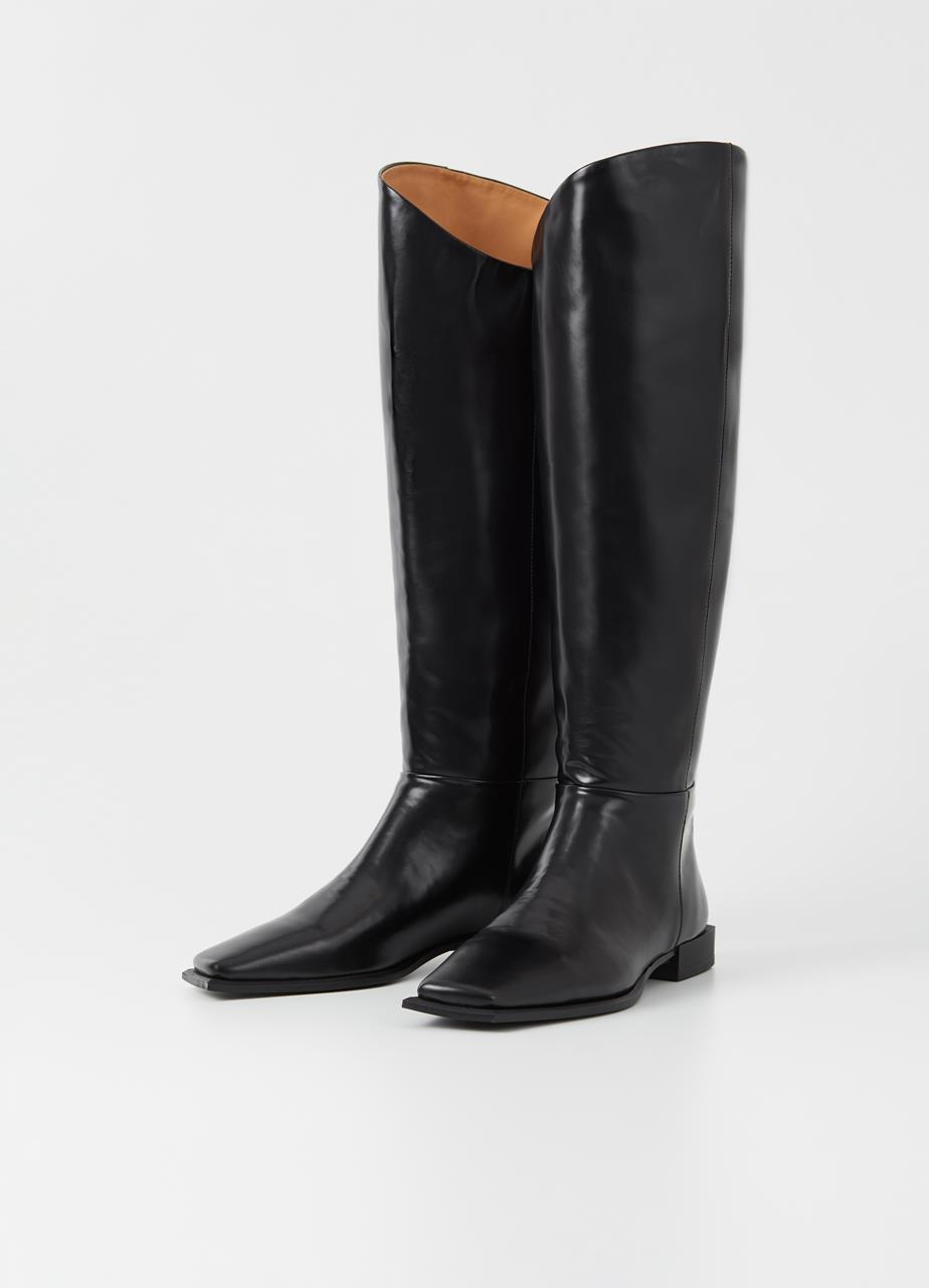 Salma tall boots Black polished leather
