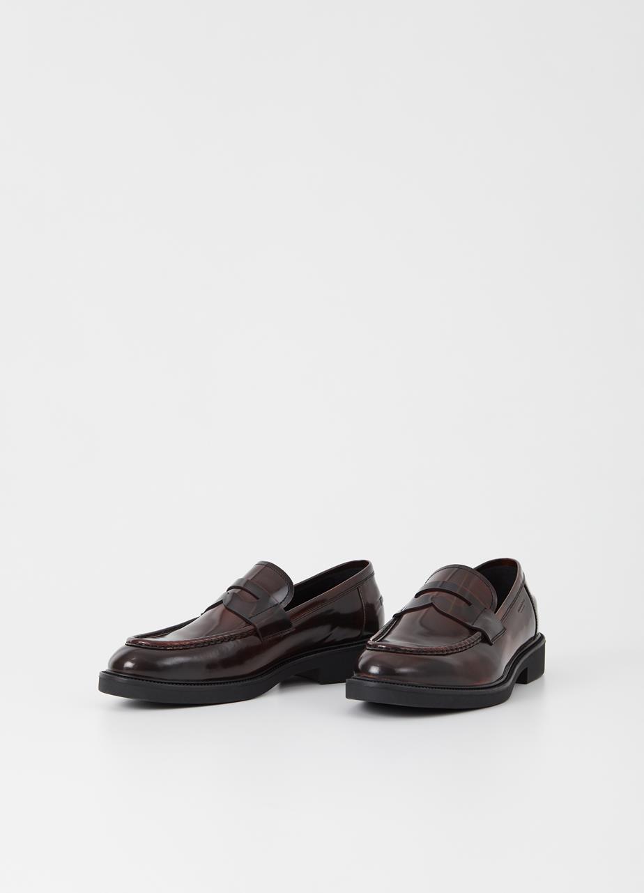 Alex m loafers ΣΚΟΎΡΟ ΚΌΚΚΙΝΟ ΓΥΑΛΙΣΜΕΝΟ ΔΕΡΜΑ