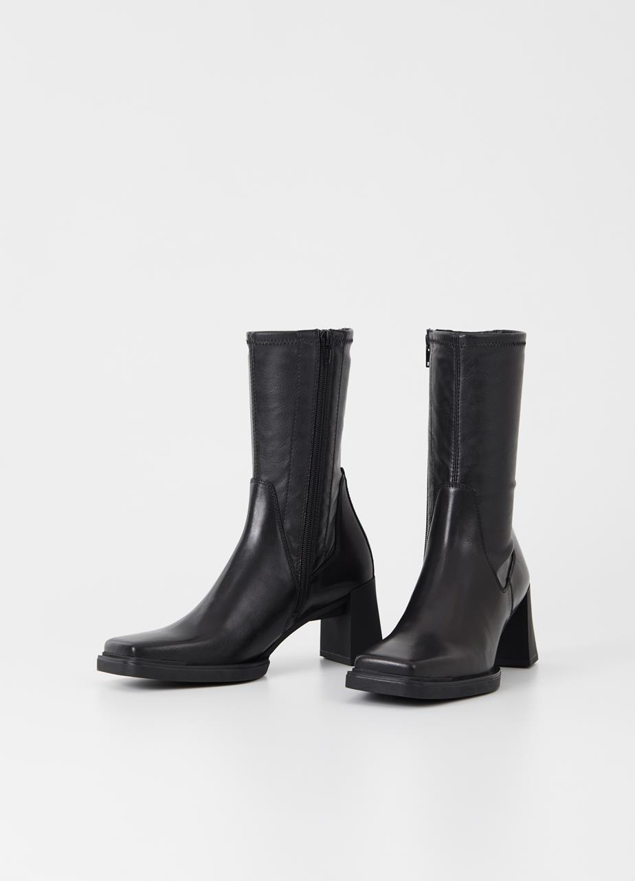 Edwına boots Black leather/synthetıc stretch