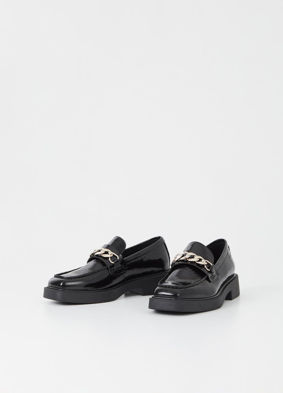 Jillian loafer Schwarzes geknittertes lackleder