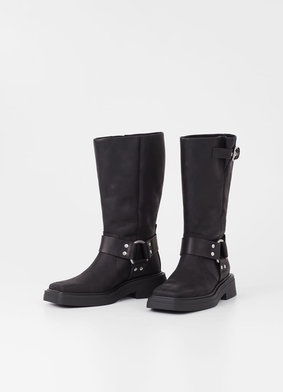 Eyra botas de cano alto Preto nobuck oleado