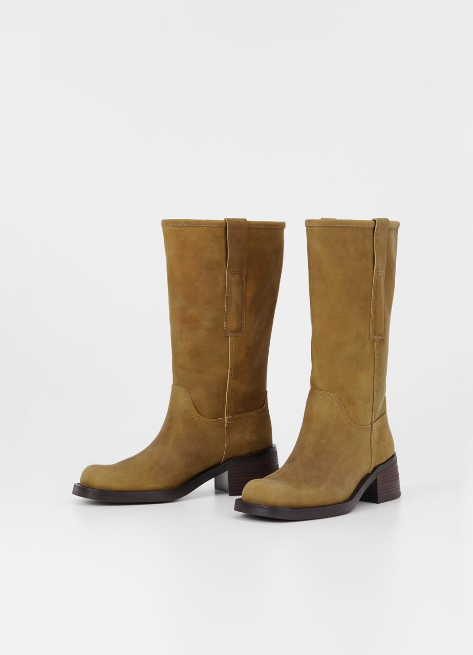 Nour bottes hautes Verte nubuck gras