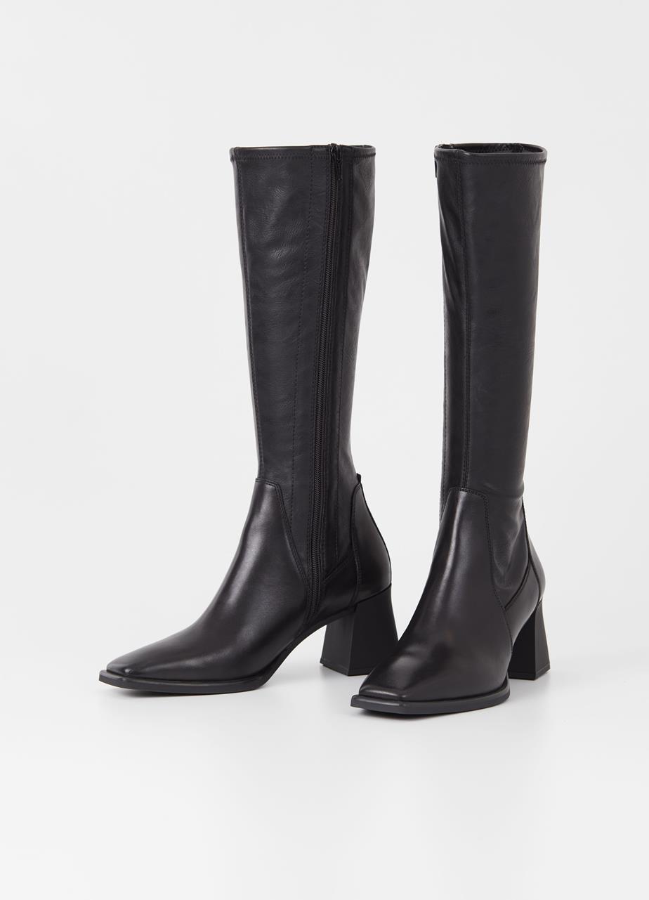 Hedda tall boots Black leather/comb