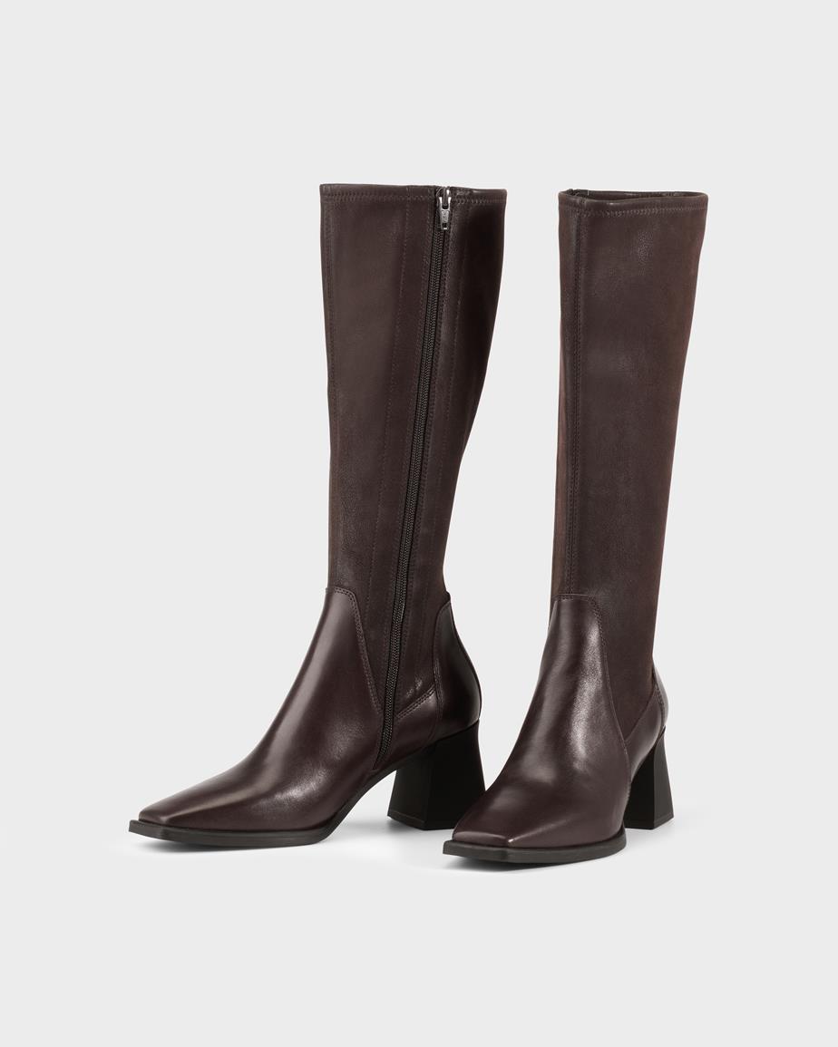 Hedda tall boots Brown, Leather/Comb