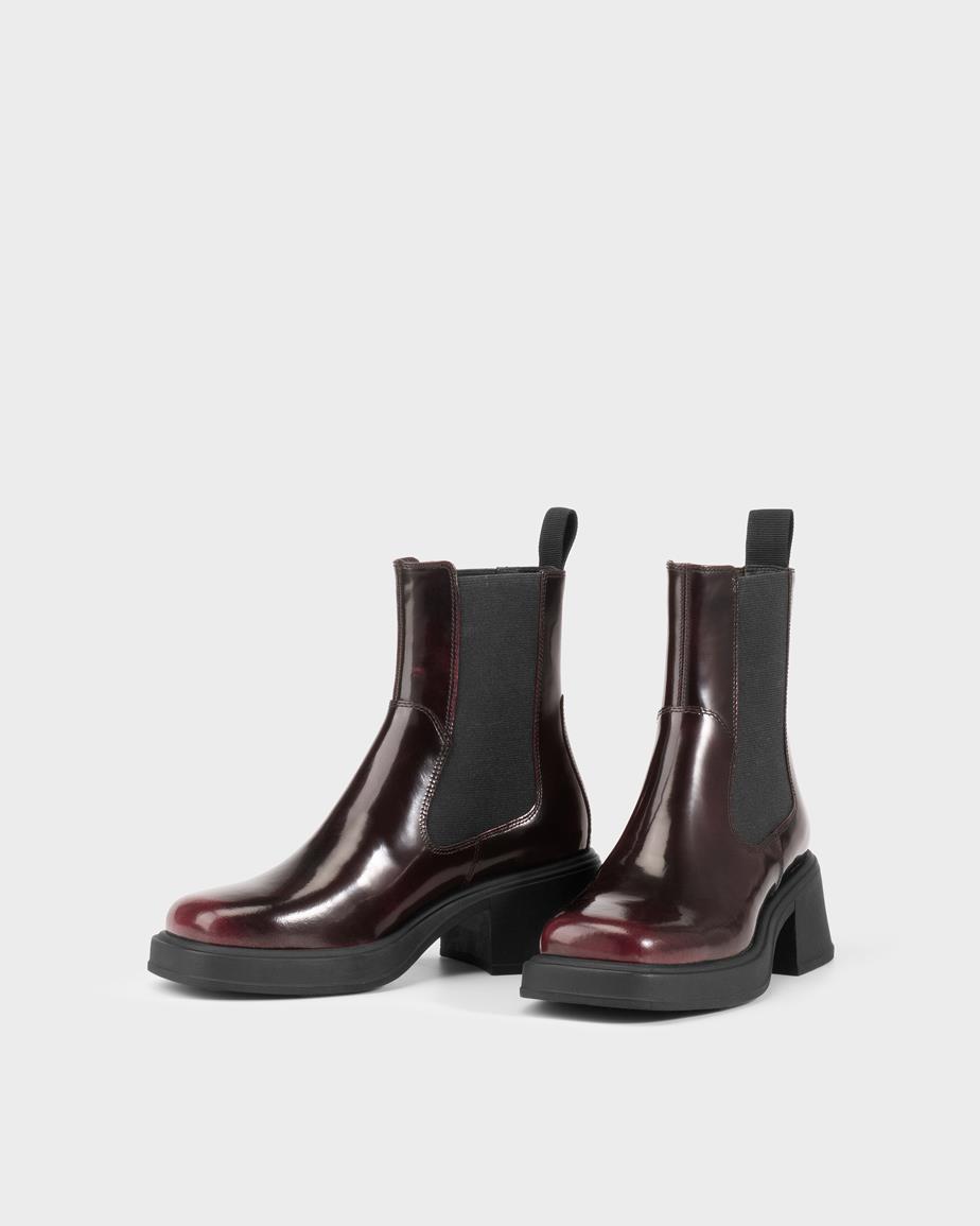 Dorah boots Dark Red, Polished Leather