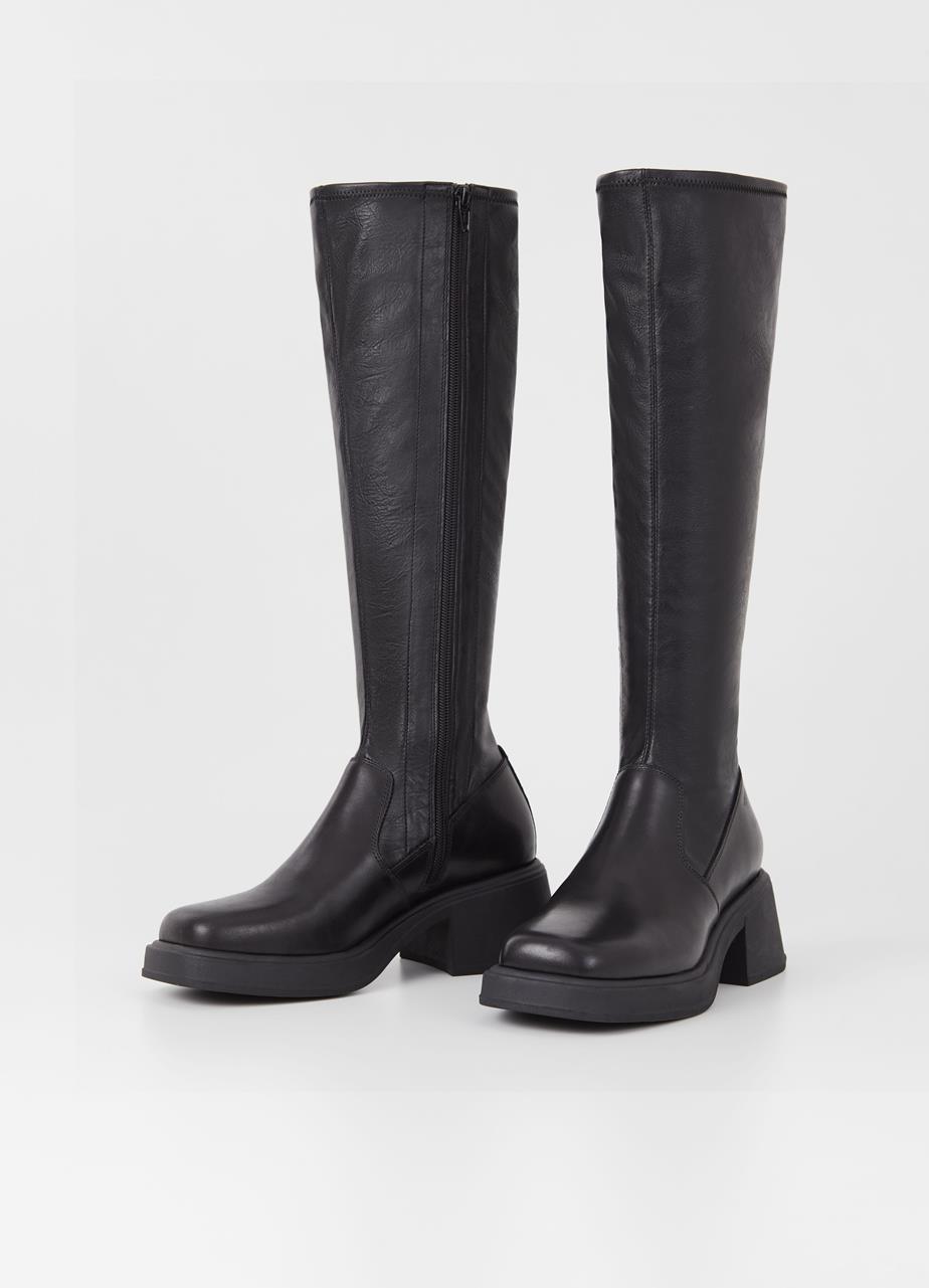 Dorah tall boots Black leather/comb