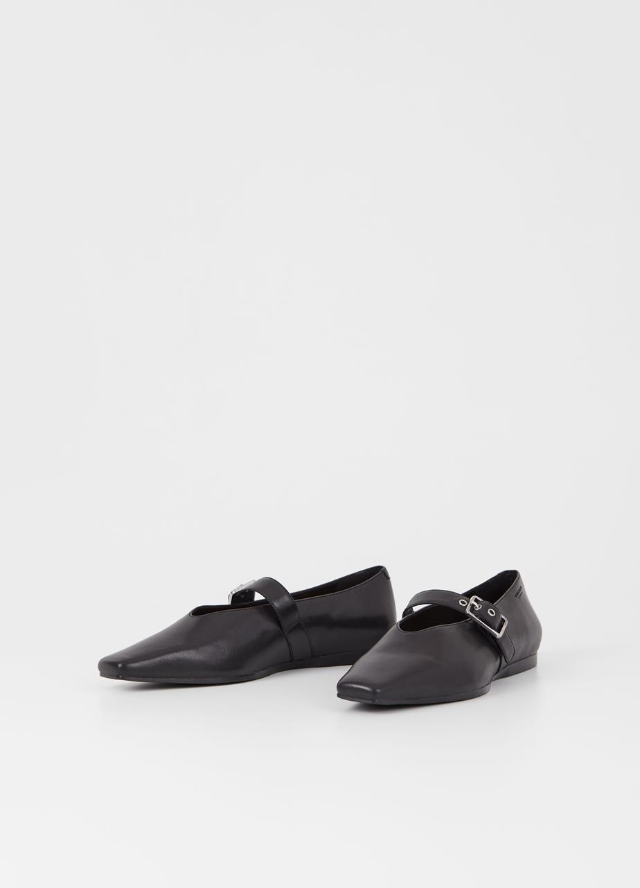 Wioletta ballerina's Zwart, Leer
