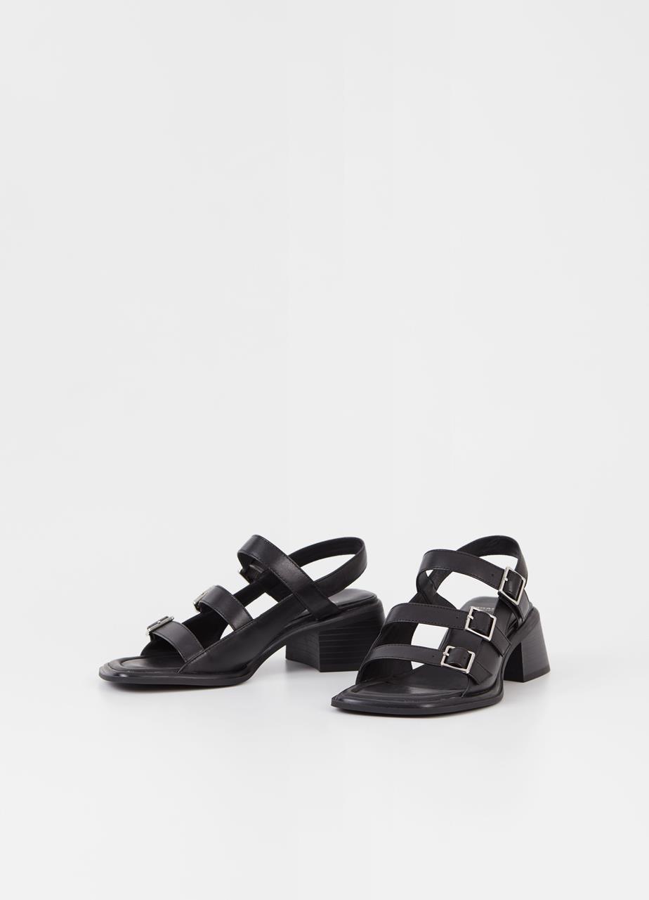 Ines sandalen Zwart leer