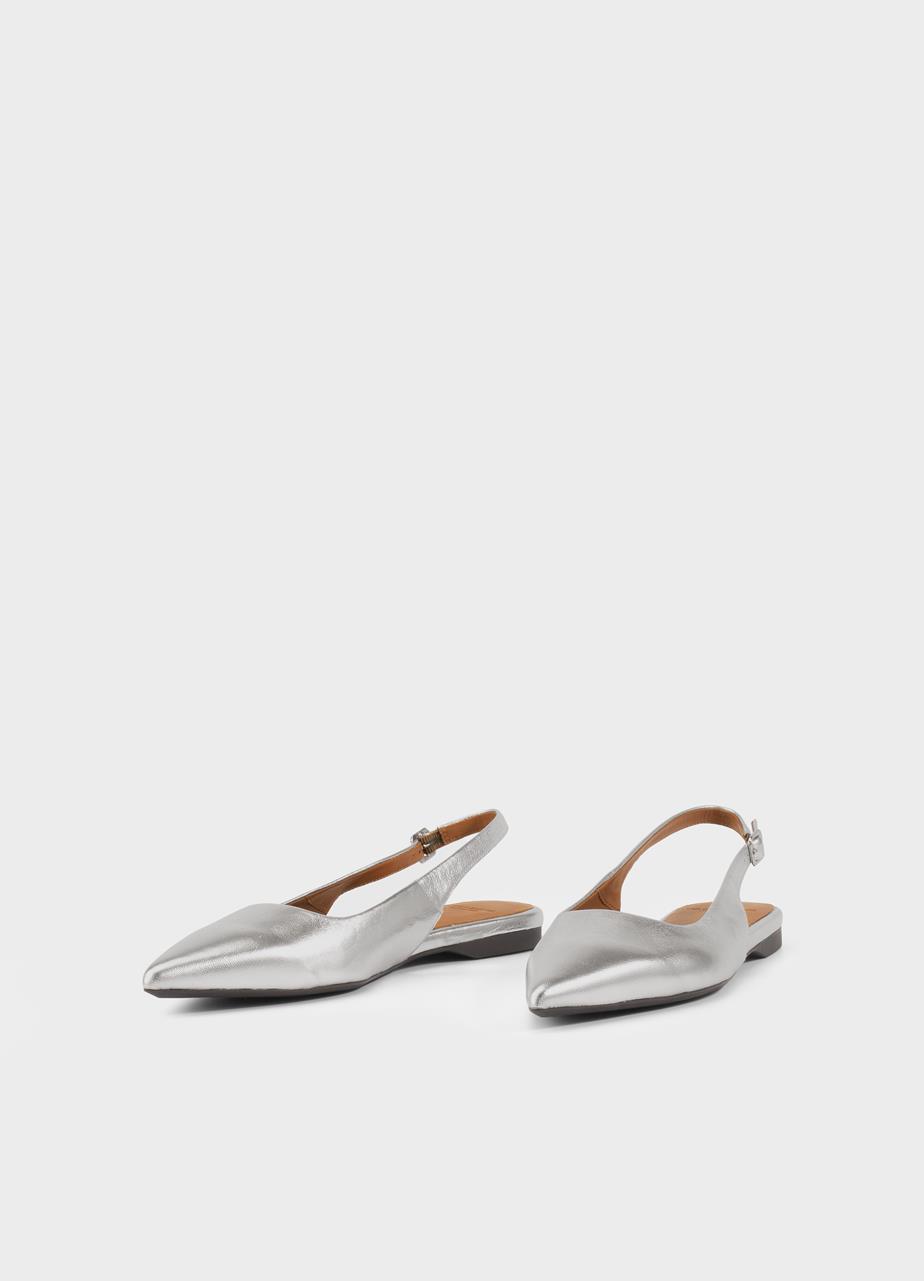 Hermine ballerina's ZILVER METALLIC LEER