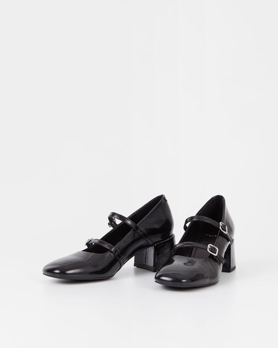 Adison pantofi cu toc Negru, Piele Lacuita
