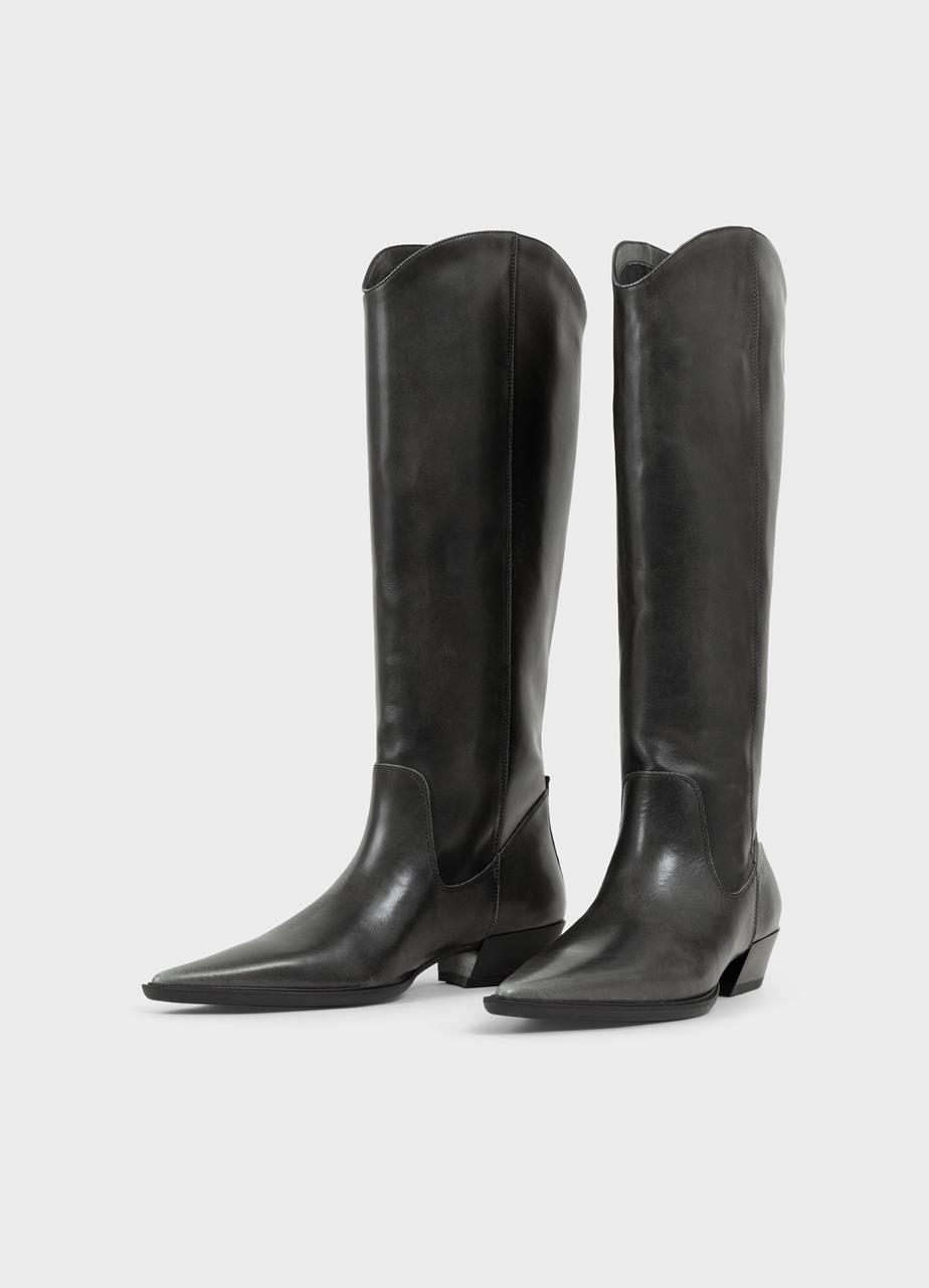 Cassie tall boots Grey brush-off leather
