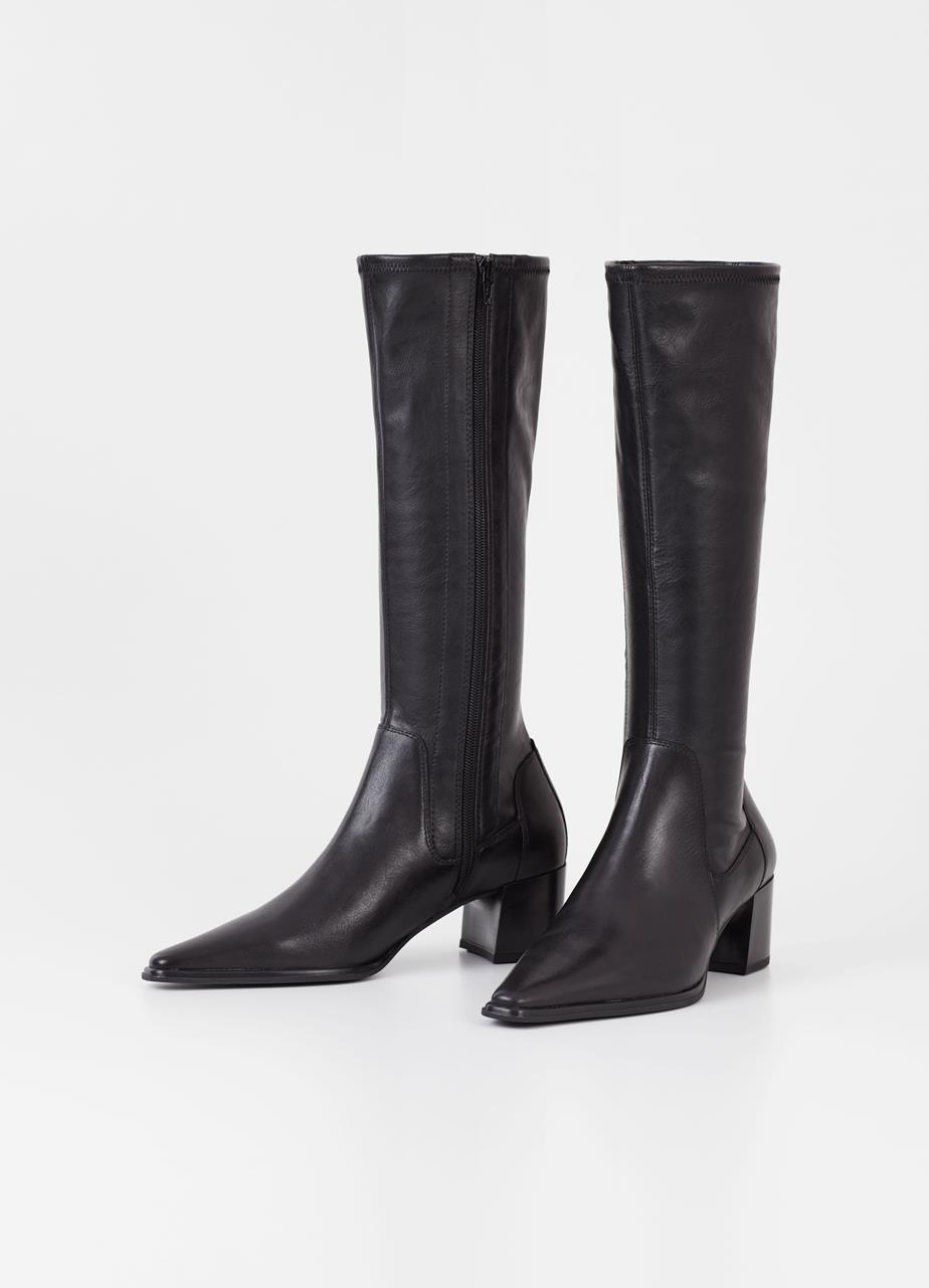 Giselle hoge laarzen ZWART LEER / COMBINATIE