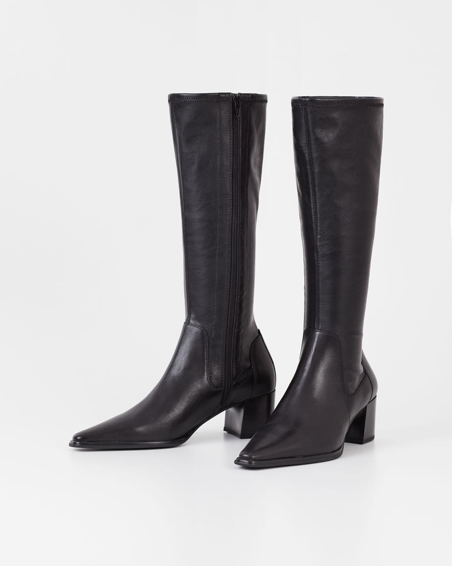 Giselle tall boots Black, Leather/Comb