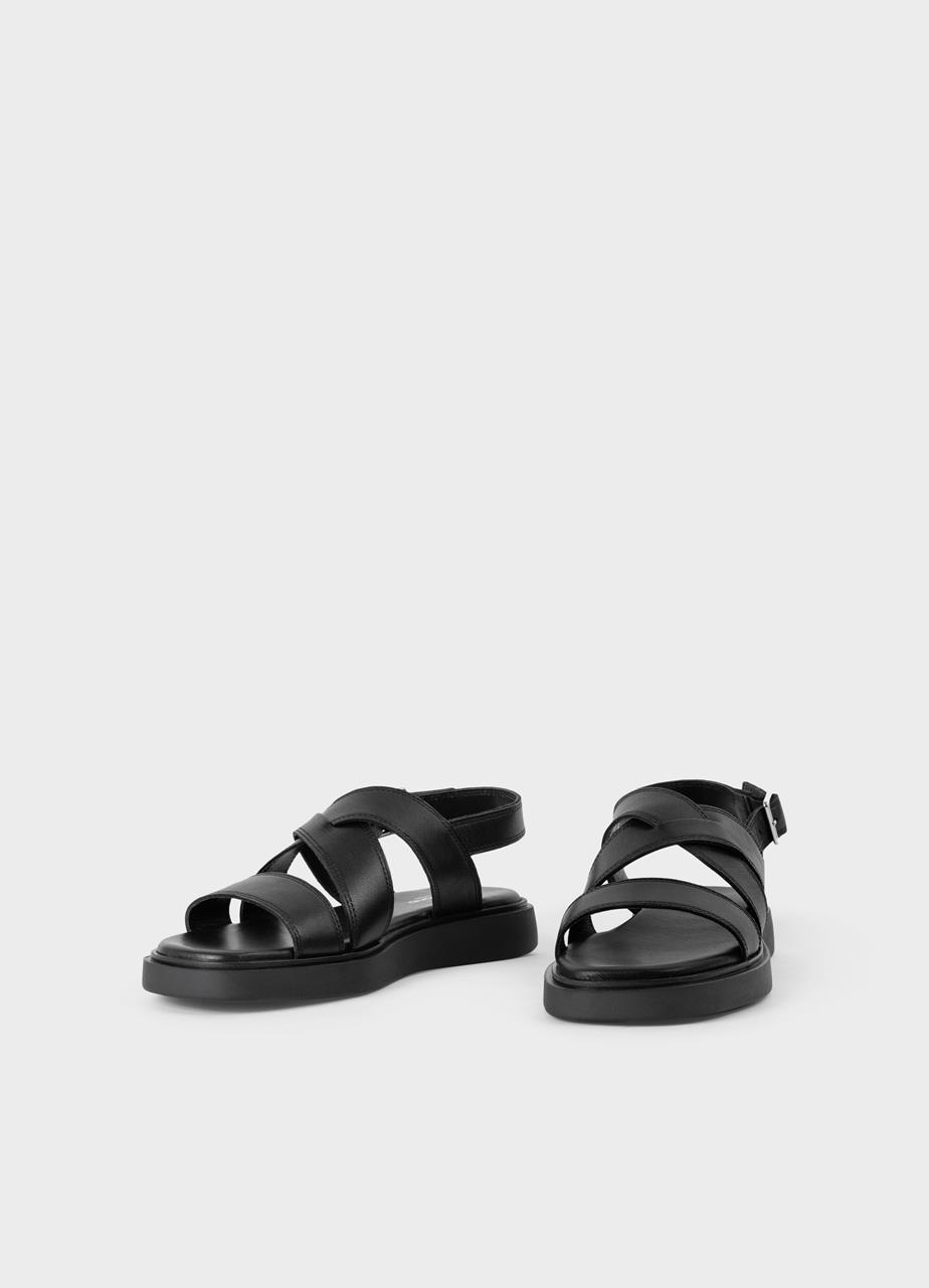 Connie sandalen ZWART LEER