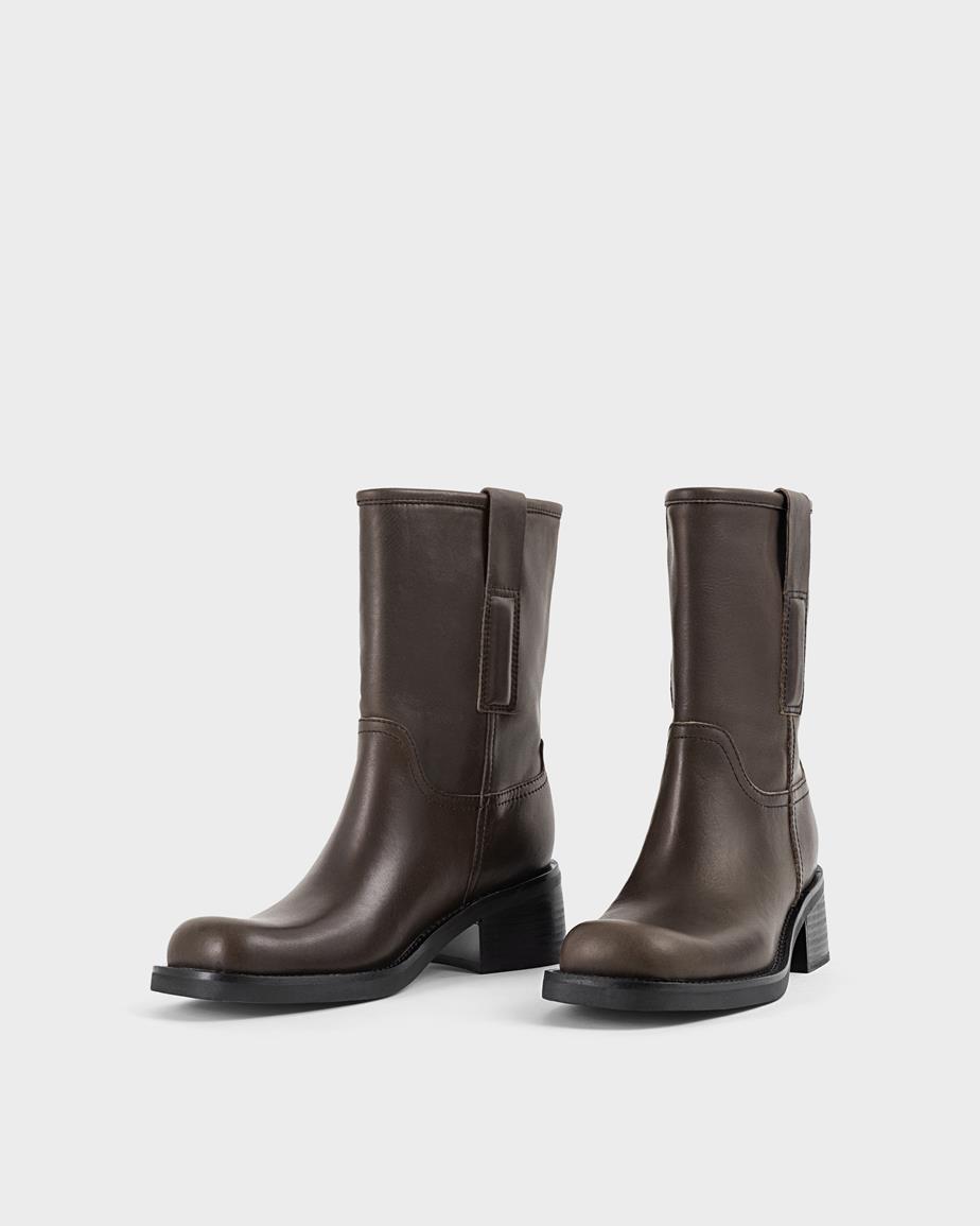 Nour boots Brun, Skinn