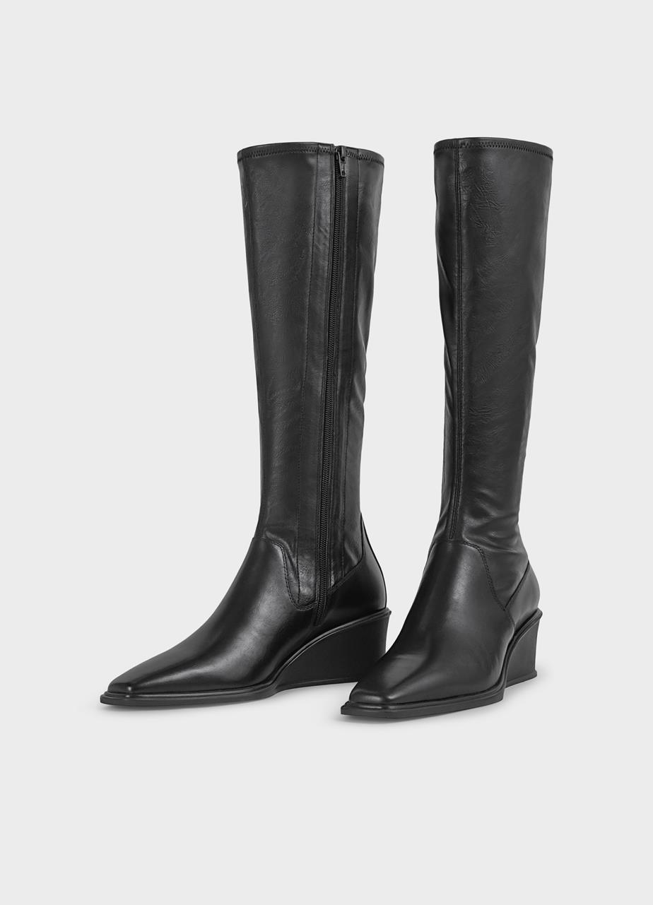 Aino tall boots Black leather/comb