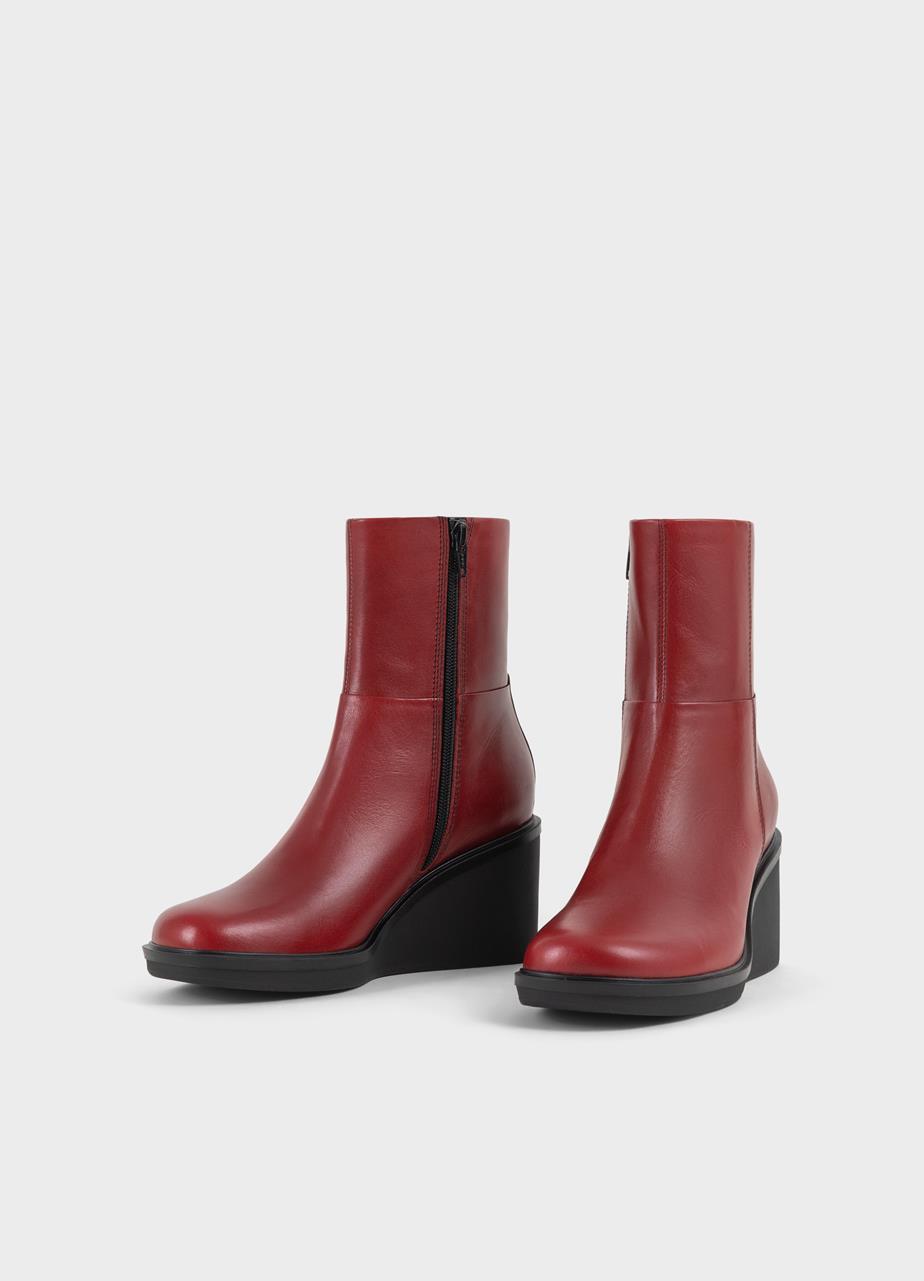 Deena botas Rojo Oscuro cuero