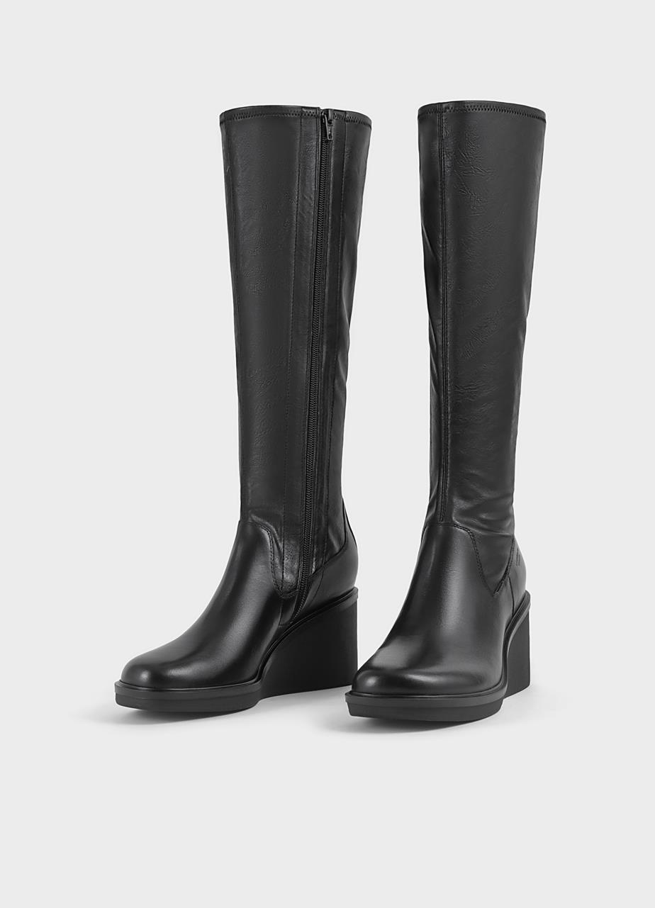 Deena tall boots Black leather/comb