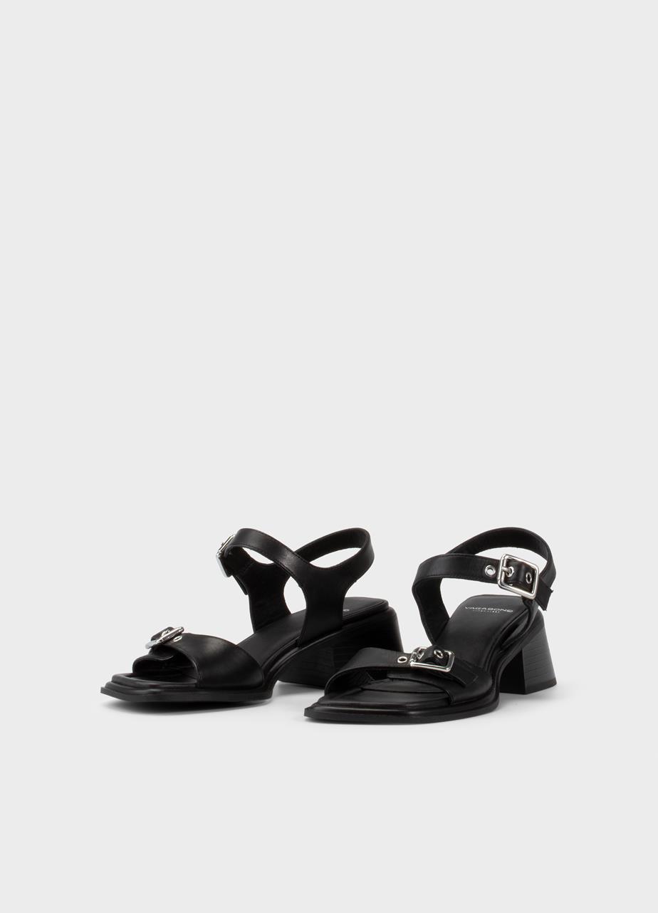 Ines sandalen Zwart leer