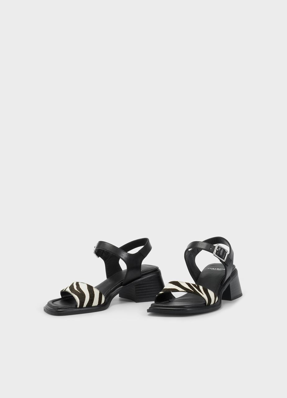 Ines sandalen Zwart hair-on-leather