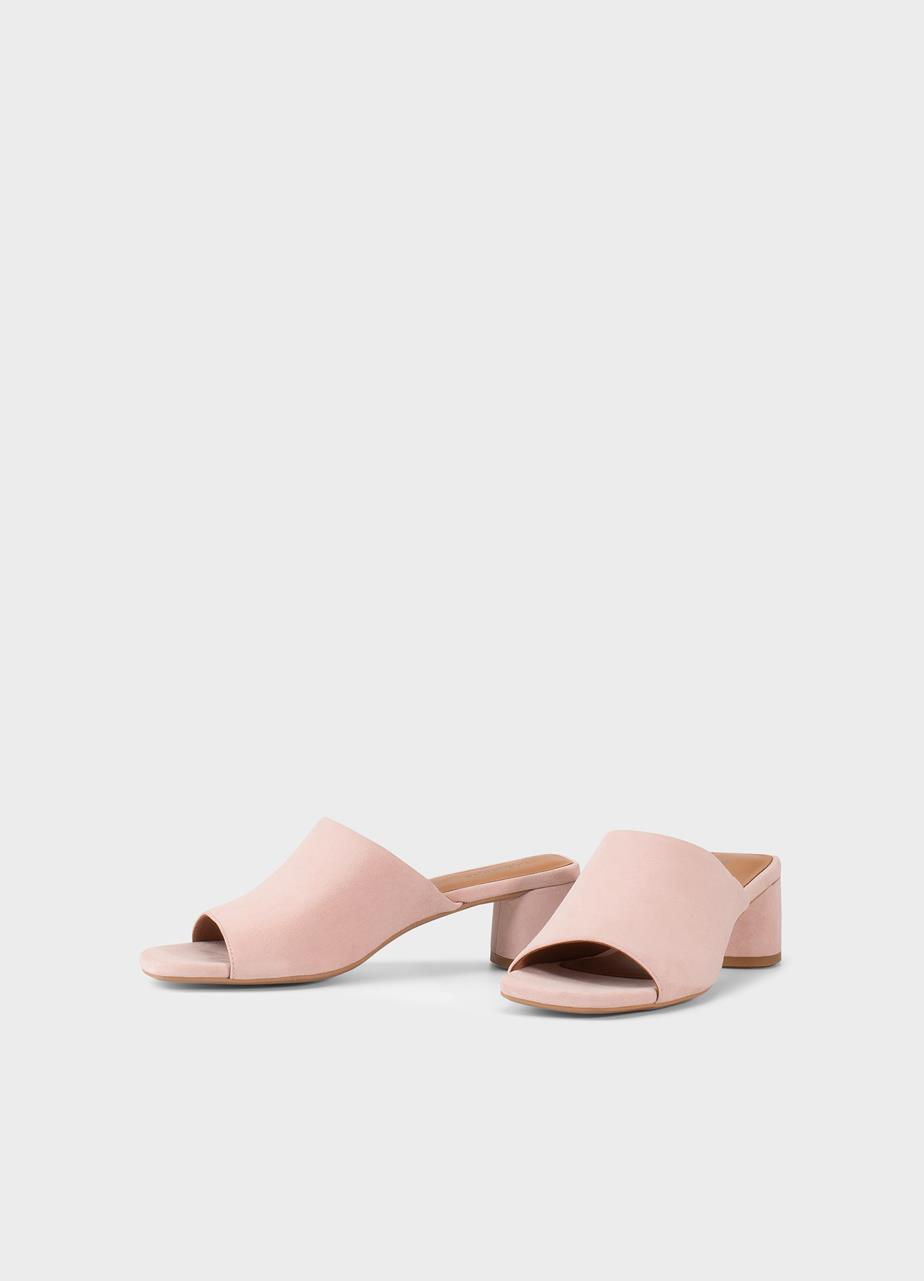 Piper mules Lyserosa, Semsket Skinn