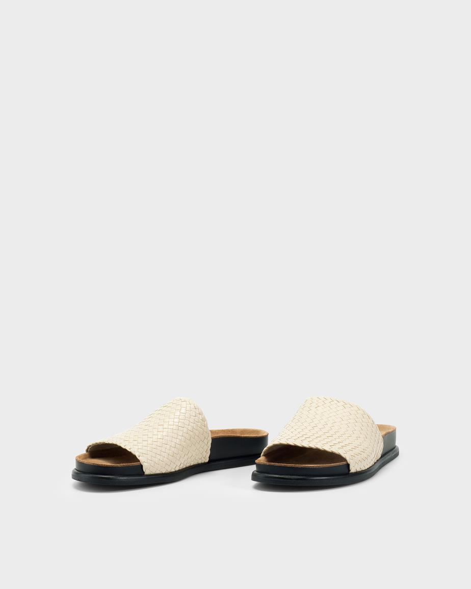 Effie sandaler Beige, Flätat Skinn