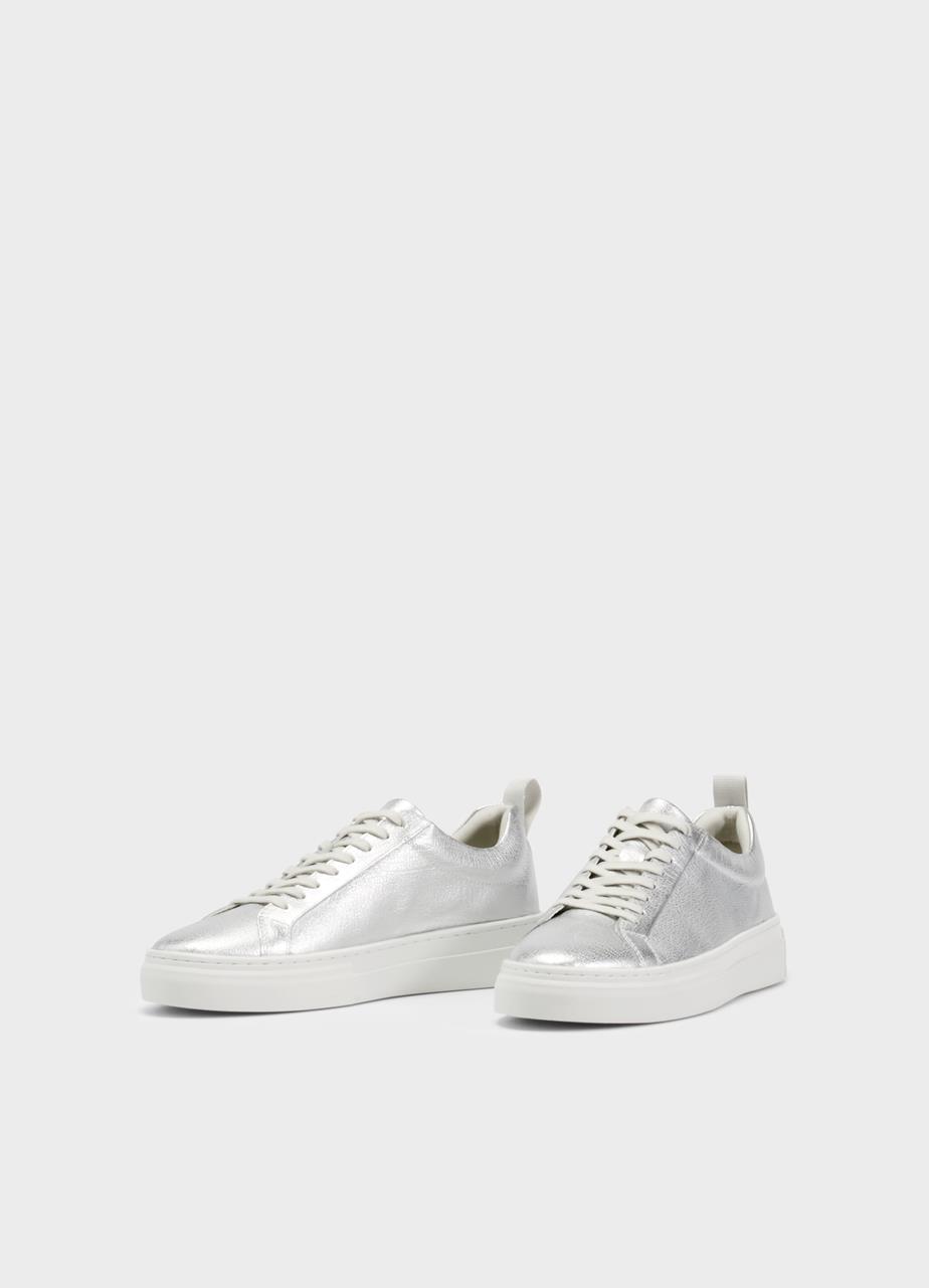 Zoe platform baskets ARGENT CUIR MÉTALLIQUE