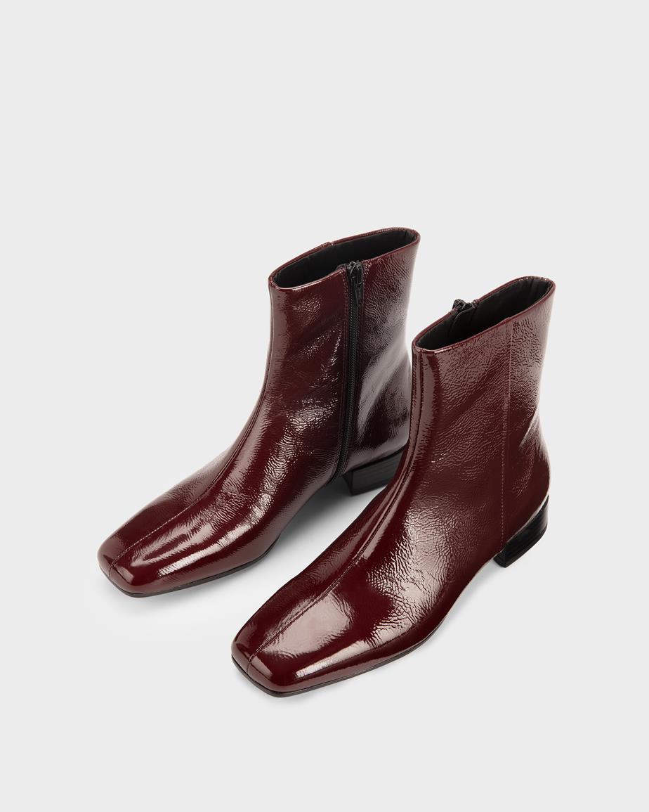 Mona ankle boots Dark Red, Patent Leather