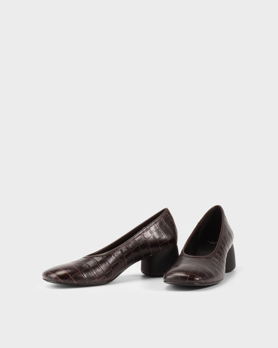 Livia pumps Brun, Preget Lær