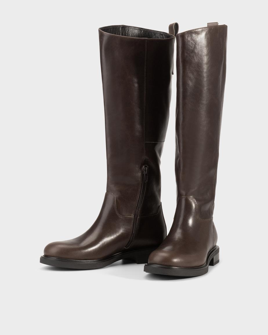 Freya tall boots Dark Brown, Leather