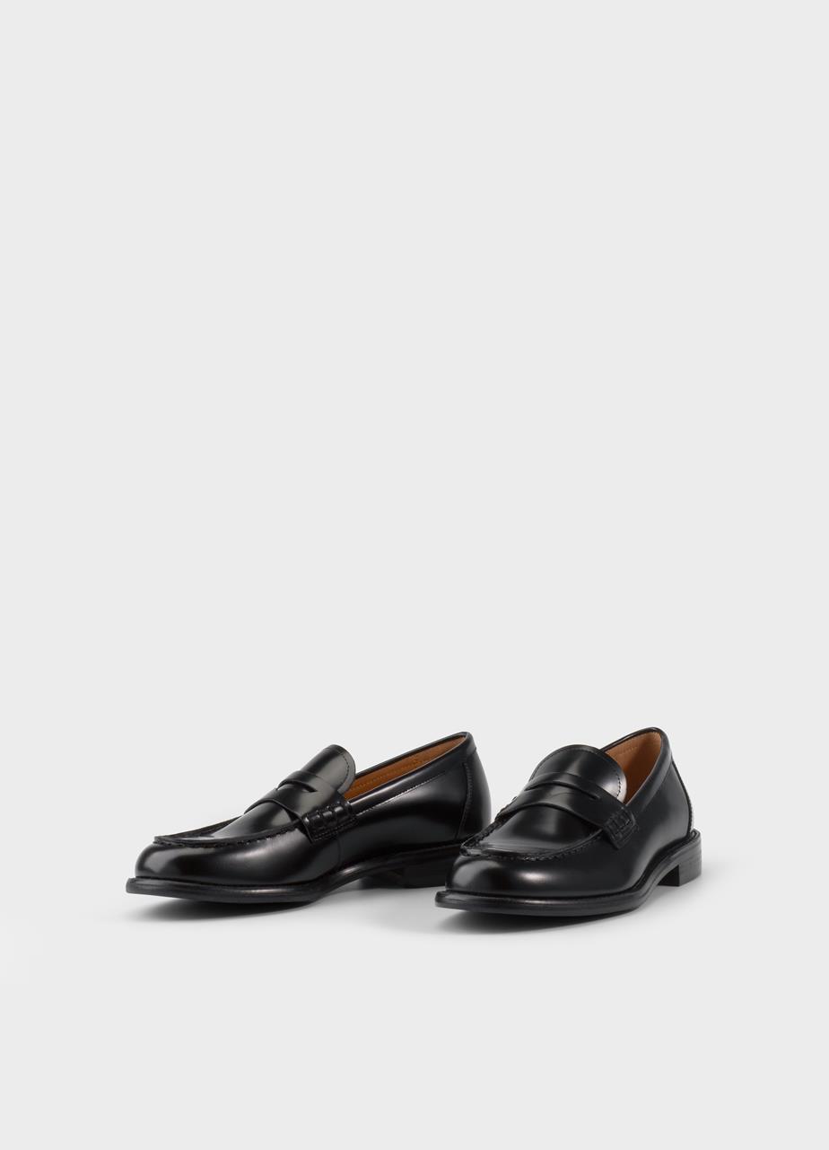 Linn mocassins Noir, Cuir Glacé