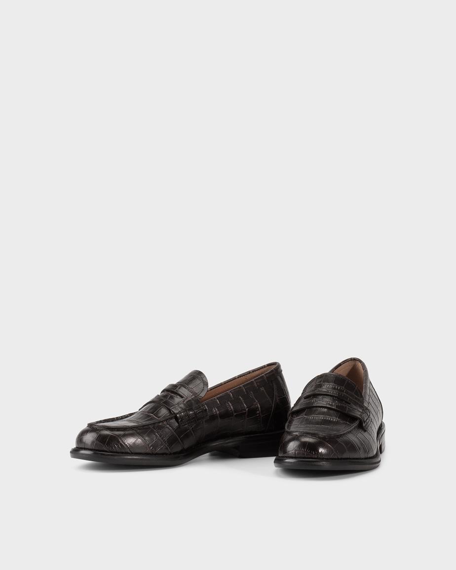 Linn loafers Brun, Präglat Skinn