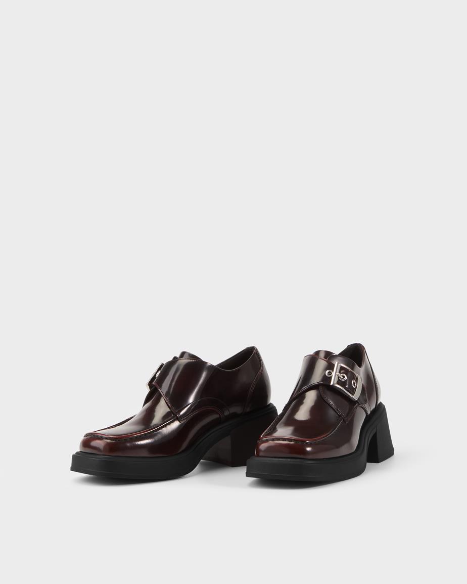 Dorah shoes Dark Red, Polished Leather