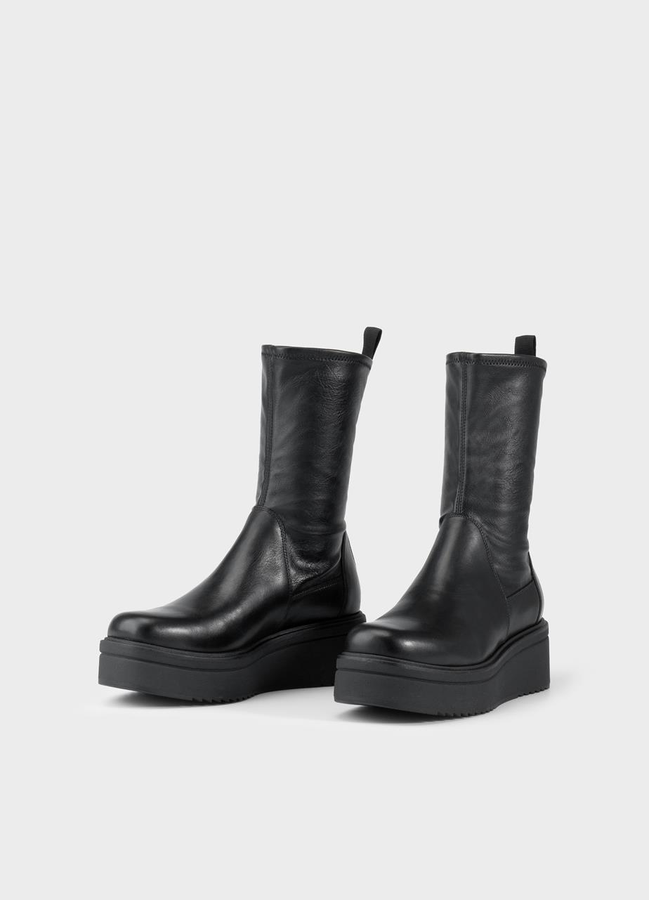 Tara stiefel SCHWARZES LEDER/KOMBINATION