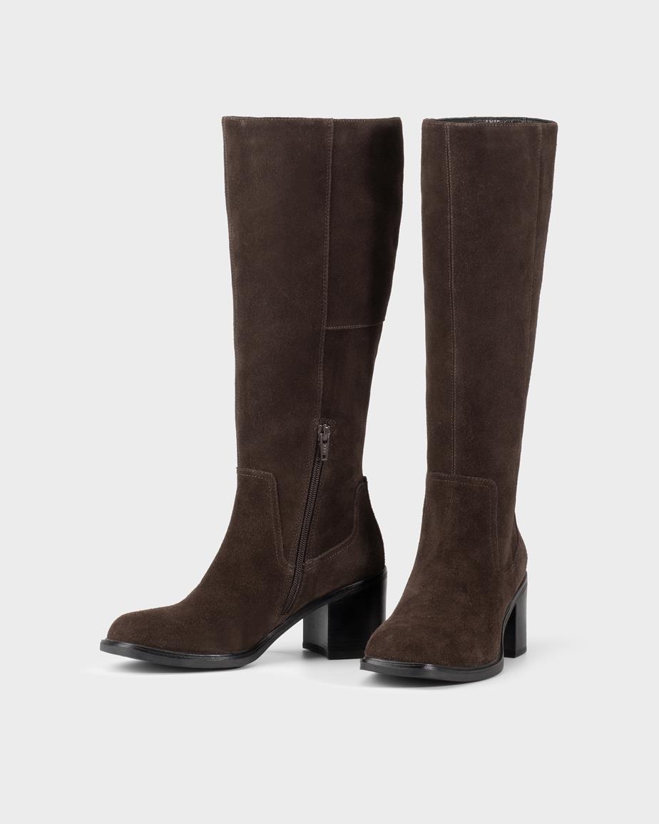 Meryl tall boots Dark Brown, Suede