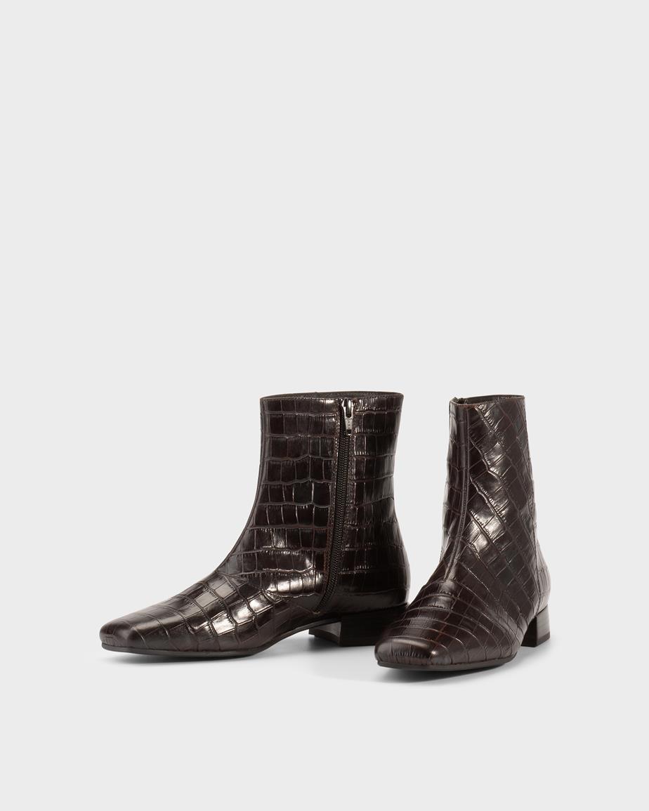 Mona stiefeletten Braunes, Geprägtes Leder