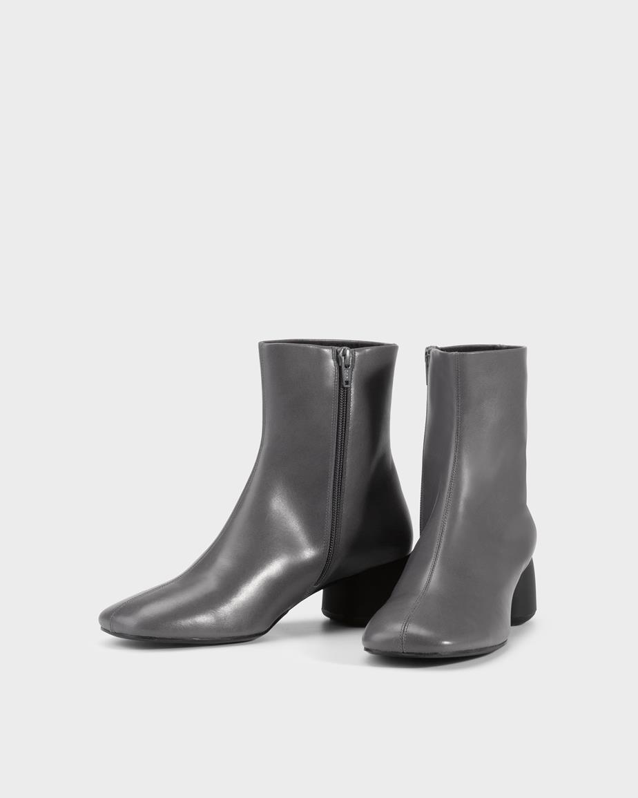 Livia ankel boots Mørkegrå, Skinn