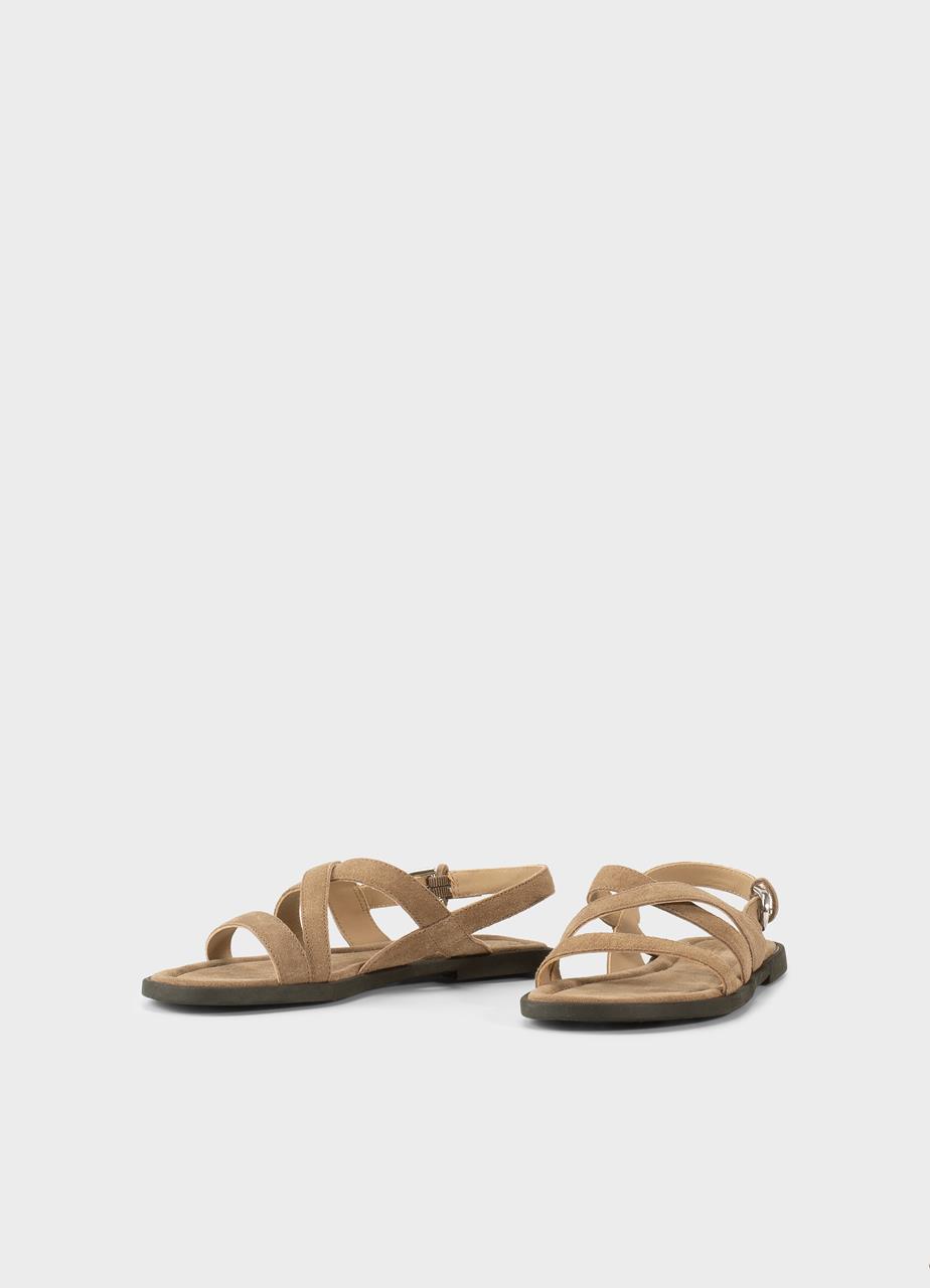 Zaida sandały Bezowy, Zamsz