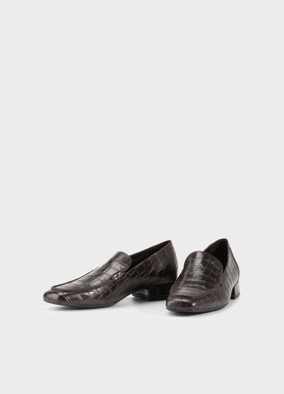 Debbi loafers DARK BROWN EMBOSSED LEATHER