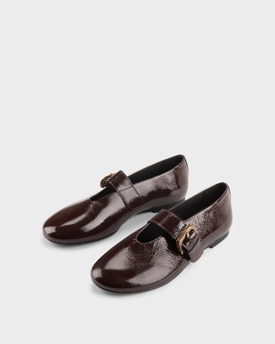 Aleya ballet flats Dark Brown, Patent Leather