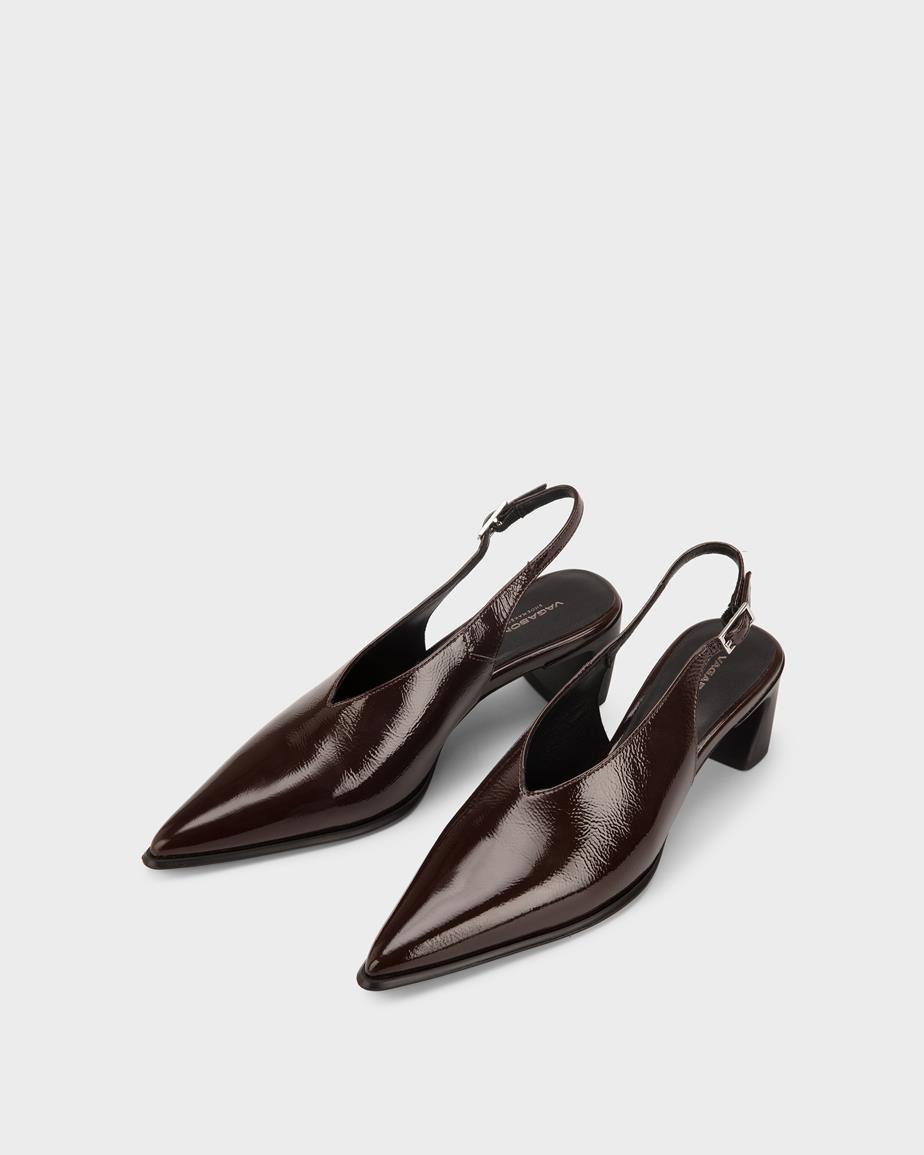 Ilona pumps Mörkbrun, Lackat Skinn