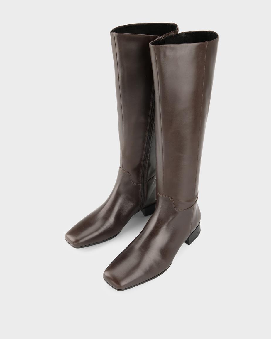 Mona tall boots Dark Brown, Leather