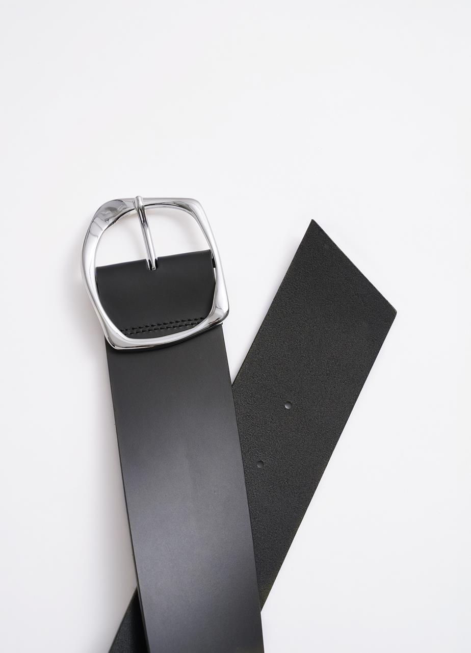 Wıde belt Black leather