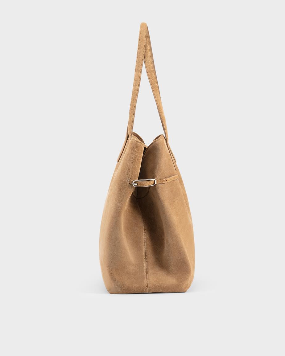Cannes veske Beige, Semsket Skinn