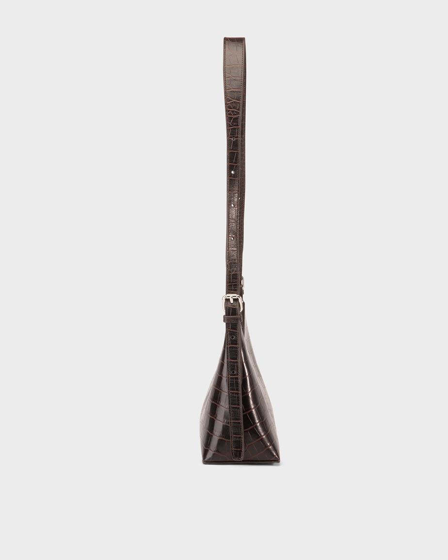 Bari mini borsa Marrone, Pelle Goffrata