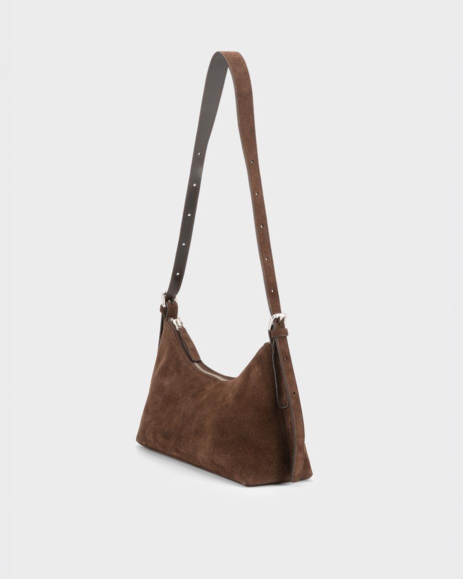 Bari mini borsa Marrone Scuro, Camoscio