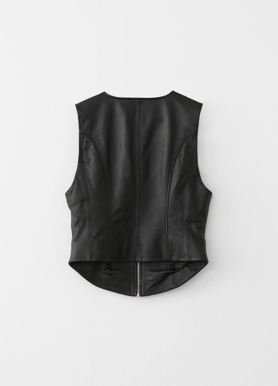 The vest ZWART LEER